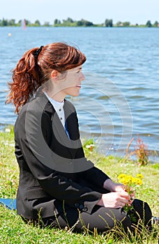 Business lady resting outdoor
