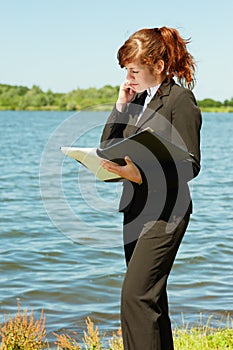 Business lady working outdoor