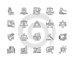 Business law line icons, signs, vector set, outline illustration concept