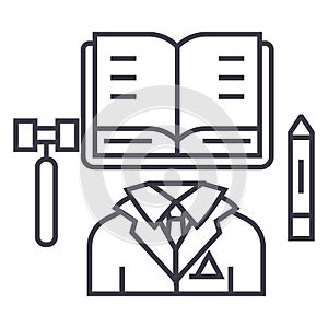 Business law,open book vector line icon, sign, illustration on background, editable strokes