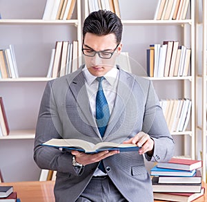 Business law student working studying in the library