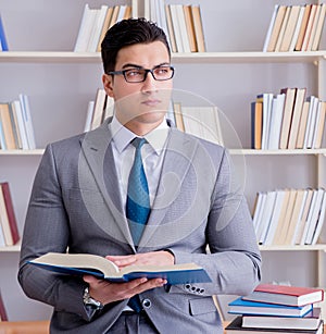 Business law student working studying in the library