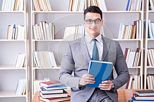 The business law student working studying in the library