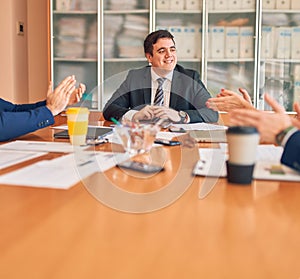 Business lawyers workers meeting at law firm office