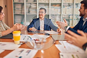 Business lawyers workers meeting at law firm office