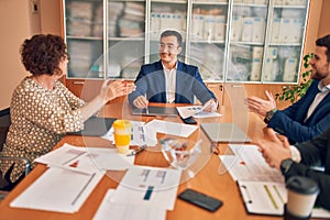 Business lawyers workers meeting at law firm office