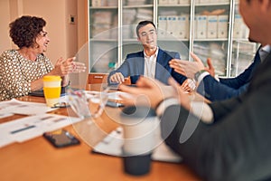 Business lawyers workers meeting at law firm office