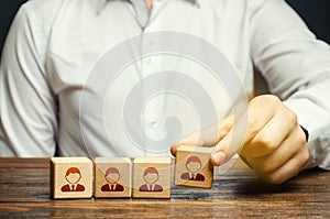 Business leader assembling a team. Team creation for a new project. Leadership. Hiring and recruiting workers. Formation