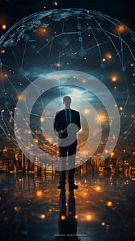 Business leader harnessing global connectivity, steering digital marketing innovations