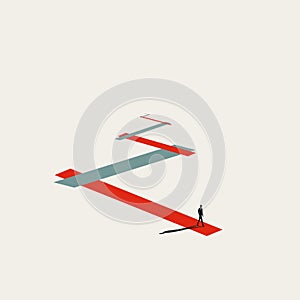 Business leader leading way, vector concept. Symbol of success, confidence, leadership. Minimal illustration.