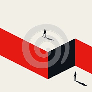 Business leader vector concept with businessman walking on different level. Symbol of success and leadership.