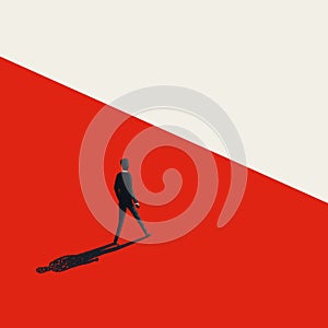 Business leader vector concept. Businessman walking to the other side. Fearless leadership manager