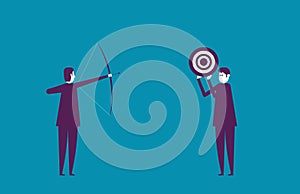 Business leaders aim at the target. Vector illustration business