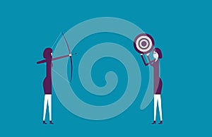 Business leaders aim at the target. Vector illustration business