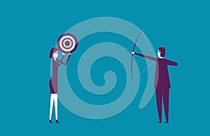 Business leaders aim at the target. Vector illustration business