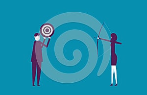 Business leaders aim at the target. Vector illustration business