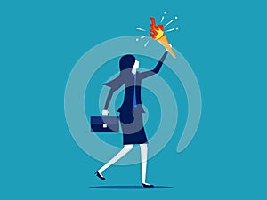 Business leaders. Businesswoman with torches. business concept vector