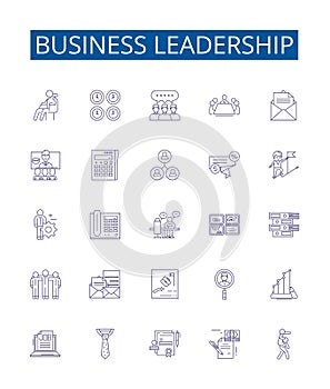 Business leadership line icons signs set. Design collection of Leadership, Business, Management, Entrepreneurship