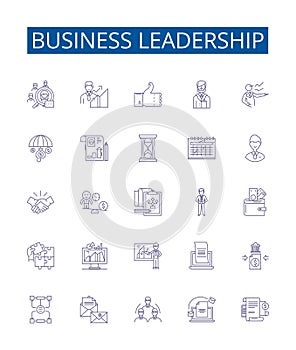 Business leadership line icons signs set. Design collection of Leadership, Business, Management, Entrepreneurship