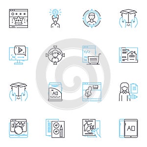 Business leadership linear icons set. Visionary, Decisive, Inspiring, Resilient, Strategic, Innovative, Creative line