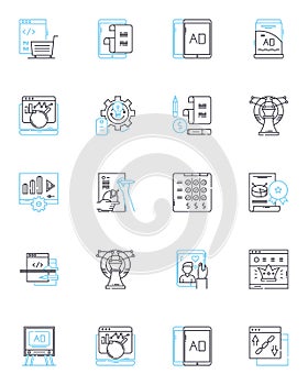 Business leadership linear icons set. Visionary, Decisive, Inspiring, Resilient, Strategic, Innovative, Creative line