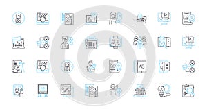 Business leadership linear icons set. Visionary, Decisive, Inspiring, Resilient, Strategic, Innovative, Creative line