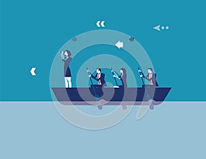 Business leadership and teamwork. Concept business vector illustration. Flat design style