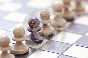 Business leadership, teamwork concept. Game of chess