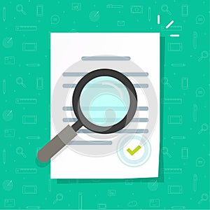 Business legal document expertise or inspection vector icon flat cartoon, concept of order review, corporate file