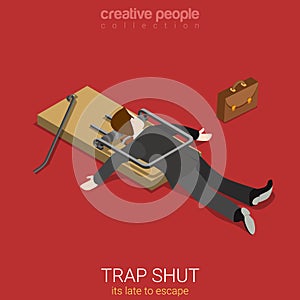 Business lifestyle fall into trap shut flat 3d isometric vector photo