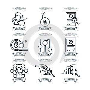 Business line icon set with risk management, RISK INVESTMENT, Level of Risk
