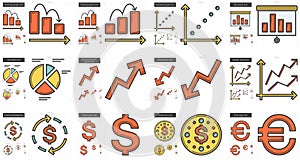 Business line icon set.