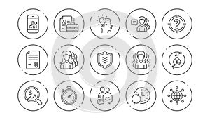 Business line icons. Group of people, Portfolio and Teamwork. Linear icon set. Vector