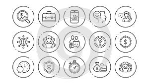 Business line icons. Group of people, Portfolio and Teamwork. Linear icon set. Vector