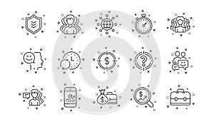 Business line icons. Group of people, Portfolio and Teamwork. Linear icon set. Vector