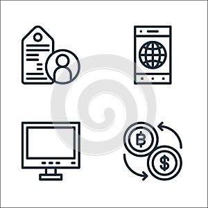 Business line icons. linear set. quality vector line set such as exchange, monitor, internet