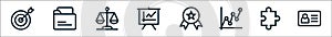 business line icons. linear set. quality vector line set such as id card, puzzle, growth chart, reward, growth graph, law, folder