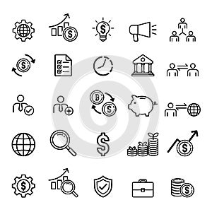 business line icons set black color