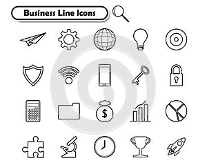Business Line Icons On White Background