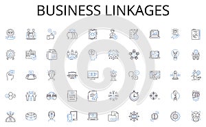Business linkages line icons collection. Family, Bond, Connections, Heritage, Siblings, Descendants, Unity vector and