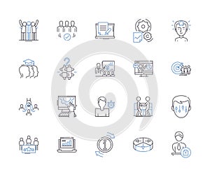 Business linkages outline icons collection. Linkages, Business, Partnerships, Connections, Ties, Networking