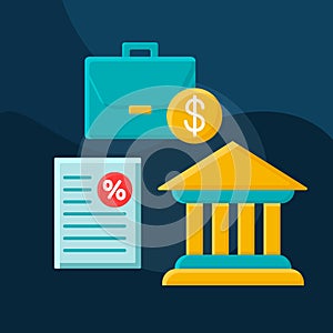 Business loans flat concept vector icon