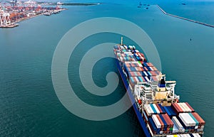 Business of the logistic container ship for import-export of International Container Cargo ship while in the ocean, Freight