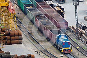 Business Logistics and transportation concept of Cargo train and truck for Logistic import export and transport industry