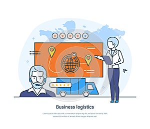 Business logistics, transportation and delivery service business concept