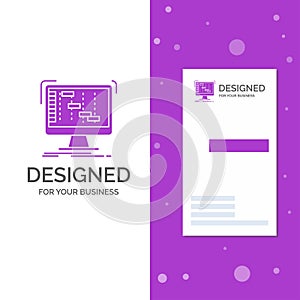 Business Logo for Ableton, application, daw, digital, sequencer. Vertical Purple Business / Visiting Card template. Creative