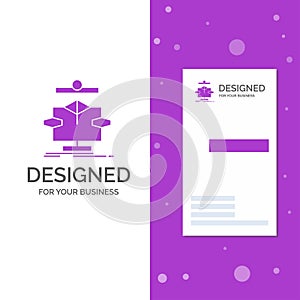 Business Logo for Algorithm, chart, data, diagram, flow. Vertical Purple Business / Visiting Card template. Creative background