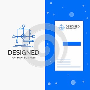 Business Logo for Algorithm, business, foretelling, pattern, plan. Vertical Blue Business / Visiting Card template