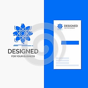 Business Logo for Atom, science, chemistry, Physics, nuclear. Vertical Blue Business / Visiting Card template