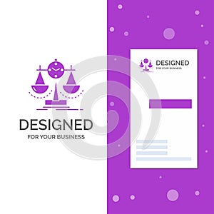 Business Logo for Balanced, management, measure, scorecard, strategy. Vertical Purple Business / Visiting Card template. Creative